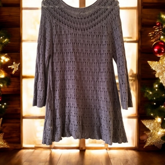 Vintage America crocheted sweater purple nice pattern size Med 💕 - Picture 2 of 12